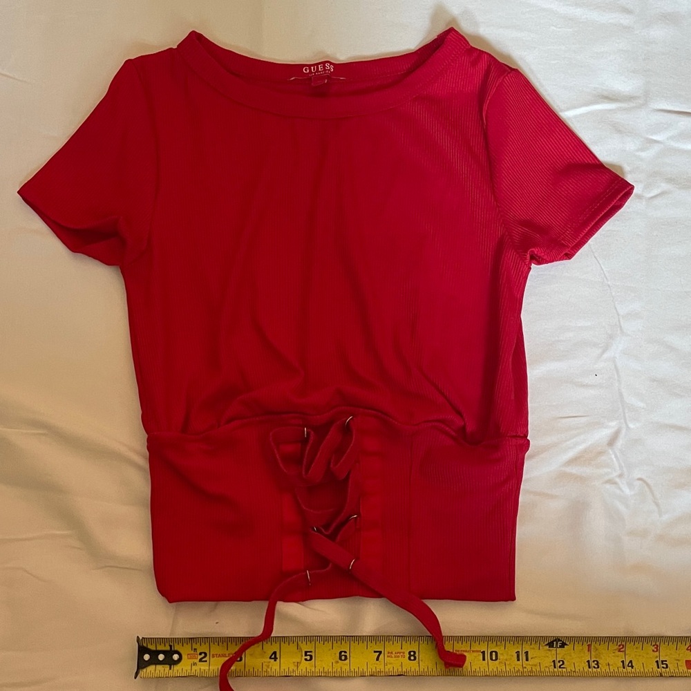 Guess Red Lace-Up Top